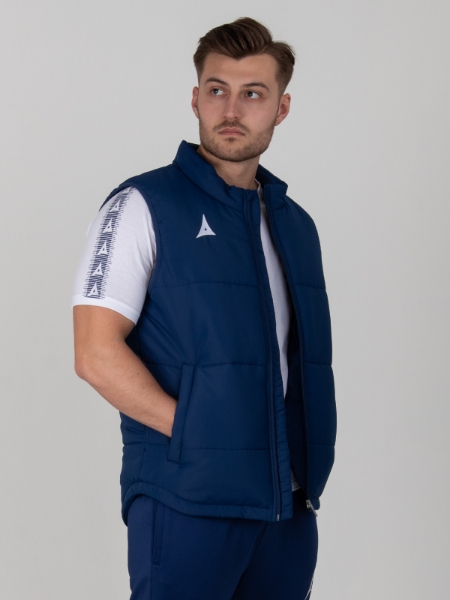 A man wearing an unzipped Navy hoody with a white t-shirt underneath.