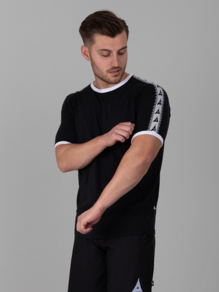 A Black t-shirt with white trim detail