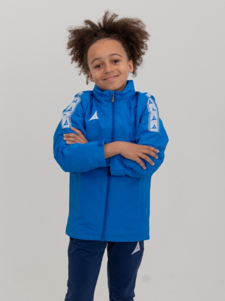 A kids rain jacket in royal blue made of premium quality