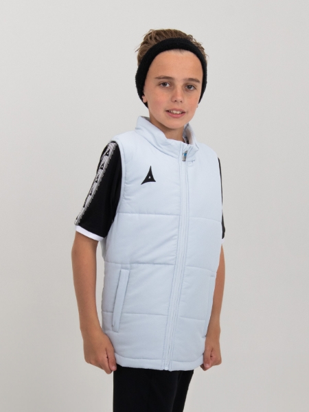 An extra layer is added with this kids grey padded gilet